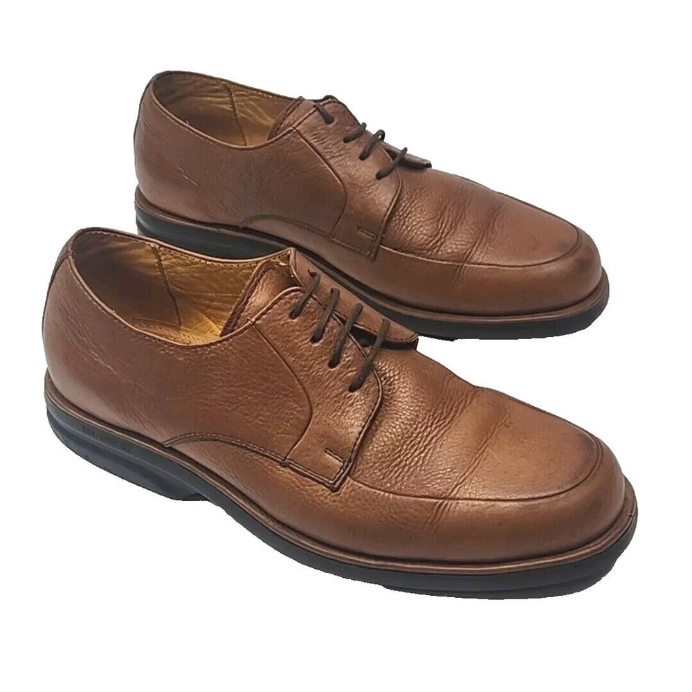 Carlo Morandi Leather Shoes Oxford Brown Men Sz 9.5 40 Anatomic Gel Non-Skid